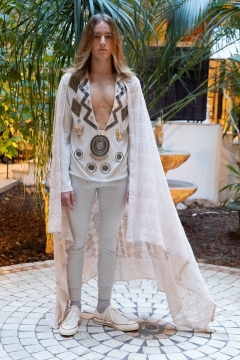 A Model wearing an outfit from the men s ready to wear collections, autumn winter 2020 2021, original creation, during the Menswear Fashion Week in Paris, from the house of Lazoschmidl