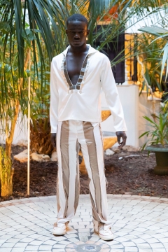 A Model wearing an outfit from the men s ready to wear collections, autumn winter 2020 2021, original creation, during the Menswear Fashion Week in Paris, from the house of Lazoschmidl