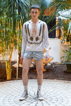 A Model wearing an outfit from the men s ready to wear collections, autumn winter 2020 2021, original creation, during the Menswear Fashion Week in Paris, from the house of Lazoschmidl