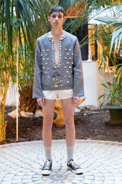 A Model wearing an outfit from the men s ready to wear collections, autumn winter 2020 2021, original creation, during the Menswear Fashion Week in Paris, from the house of Lazoschmidl