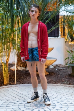 A Model wearing an outfit from the men s ready to wear collections, autumn winter 2020 2021, original creation, during the Menswear Fashion Week in Paris, from the house of Lazoschmidl