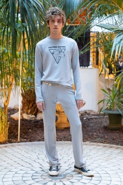 A Model wearing an outfit from the men s ready to wear collections, autumn winter 2020 2021, original creation, during the Menswear Fashion Week in Paris, from the house of Lazoschmidl