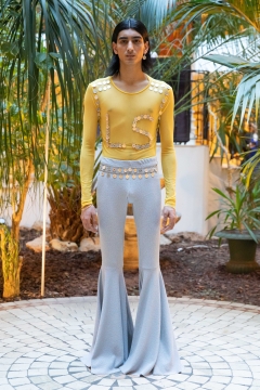 A Model wearing an outfit from the men s ready to wear collections, autumn winter 2020 2021, original creation, during the Menswear Fashion Week in Paris, from the house of Lazoschmidl