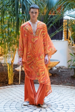 A Model wearing an outfit from the men s ready to wear collections, autumn winter 2020 2021, original creation, during the Menswear Fashion Week in Paris, from the house of Lazoschmidl