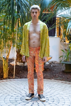 A Model wearing an outfit from the men s ready to wear collections, autumn winter 2020 2021, original creation, during the Menswear Fashion Week in Paris, from the house of Lazoschmidl