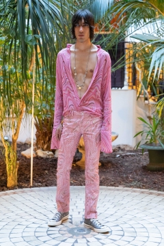 A Model wearing an outfit from the men s ready to wear collections, autumn winter 2020 2021, original creation, during the Menswear Fashion Week in Paris, from the house of Lazoschmidl