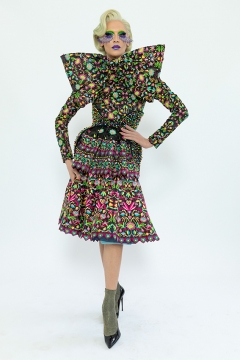 Model wears an outfit , as part of the women ready-to-wear summer 2020, women fashion week, Paris, Fra, from the house of Manish Arora Model wears an outfit , as part of the women ready-to-wear summer 2020, women fashion week, Paris, Fra, from the house of Manish Arora