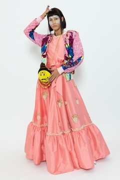 Model wears an outfit , as part of the women ready-to-wear summer 2020, women fashion week, Paris, Fra, from the house of Manish Arora Model wears an outfit , as part of the women ready-to-wear summer 2020, women fashion week, Paris, Fra, from the house of Manish Arora