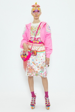 Model wears an outfit , as part of the women ready-to-wear summer 2020, women fashion week, Paris, Fra, from the house of Manish Arora Model wears an outfit , as part of the women ready-to-wear summer 2020, women fashion week, Paris, Fra, from the house of Manish Arora