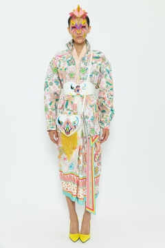 Model wears an outfit , as part of the women ready-to-wear summer 2020, women fashion week, Paris, Fra, from the house of Manish Arora Model wears an outfit , as part of the women ready-to-wear summer 2020, women fashion week, Paris, Fra, from the house of Manish Arora