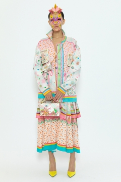 Model wears an outfit , as part of the women ready-to-wear summer 2020, women fashion week, Paris, Fra, from the house of Manish Arora Model wears an outfit , as part of the women ready-to-wear summer 2020, women fashion week, Paris, Fra, from the house of Manish Arora