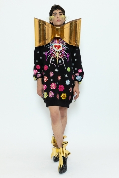 Model wears an outfit , as part of the women ready-to-wear summer 2020, women fashion week, Paris, Fra, from the house of Manish Arora Model wears an outfit , as part of the women ready-to-wear summer 2020, women fashion week, Paris, Fra, from the house of Manish Arora