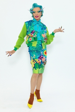 Model wears an outfit , as part of the women ready-to-wear summer 2020, women fashion week, Paris, Fra, from the house of Manish Arora Model wears an outfit , as part of the women ready-to-wear summer 2020, women fashion week, Paris, Fra, from the house of Manish Arora