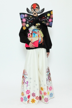 Model wears an outfit , as part of the women ready-to-wear summer 2020, women fashion week, Paris, Fra, from the house of Manish Arora Model wears an outfit , as part of the women ready-to-wear summer 2020, women fashion week, Paris, Fra, from the house of Manish Arora