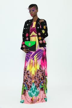 Model wears an outfit , as part of the women ready-to-wear summer 2020, women fashion week, Paris, Fra, from the house of Manish Arora Model wears an outfit , as part of the women ready-to-wear summer 2020, women fashion week, Paris, Fra, from the house of Manish Arora