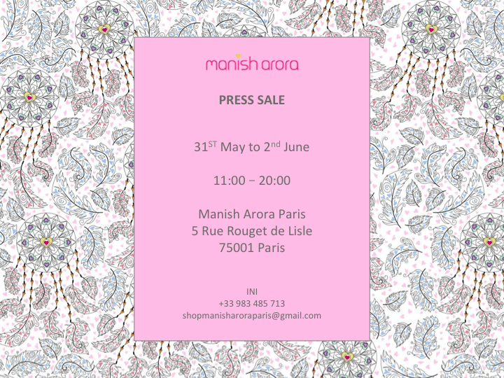 vente presse Manish Arora