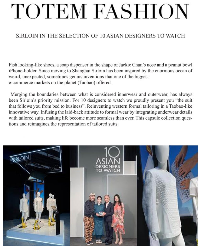 Sirloin in the selection of 10 Asian Designers to watch | TOTEM FASHION ...